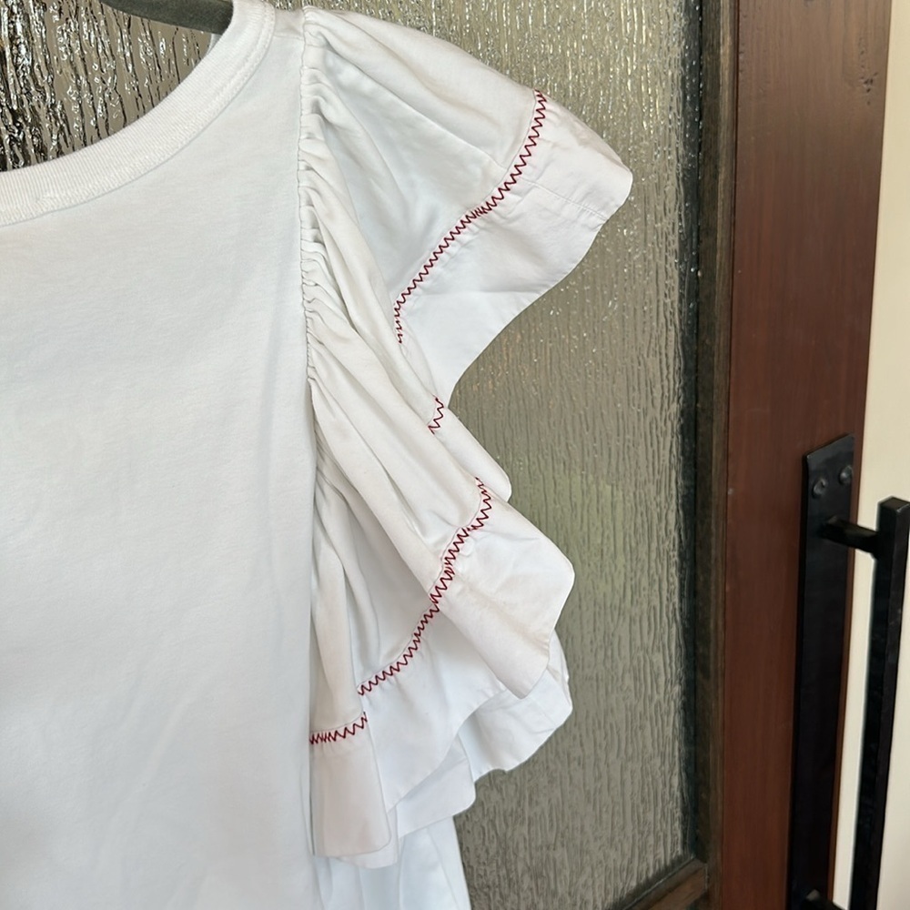 See By Chloe White Flared Sleeveless Stitched Ruffled Tunic Top size S - Picture 10 of 12